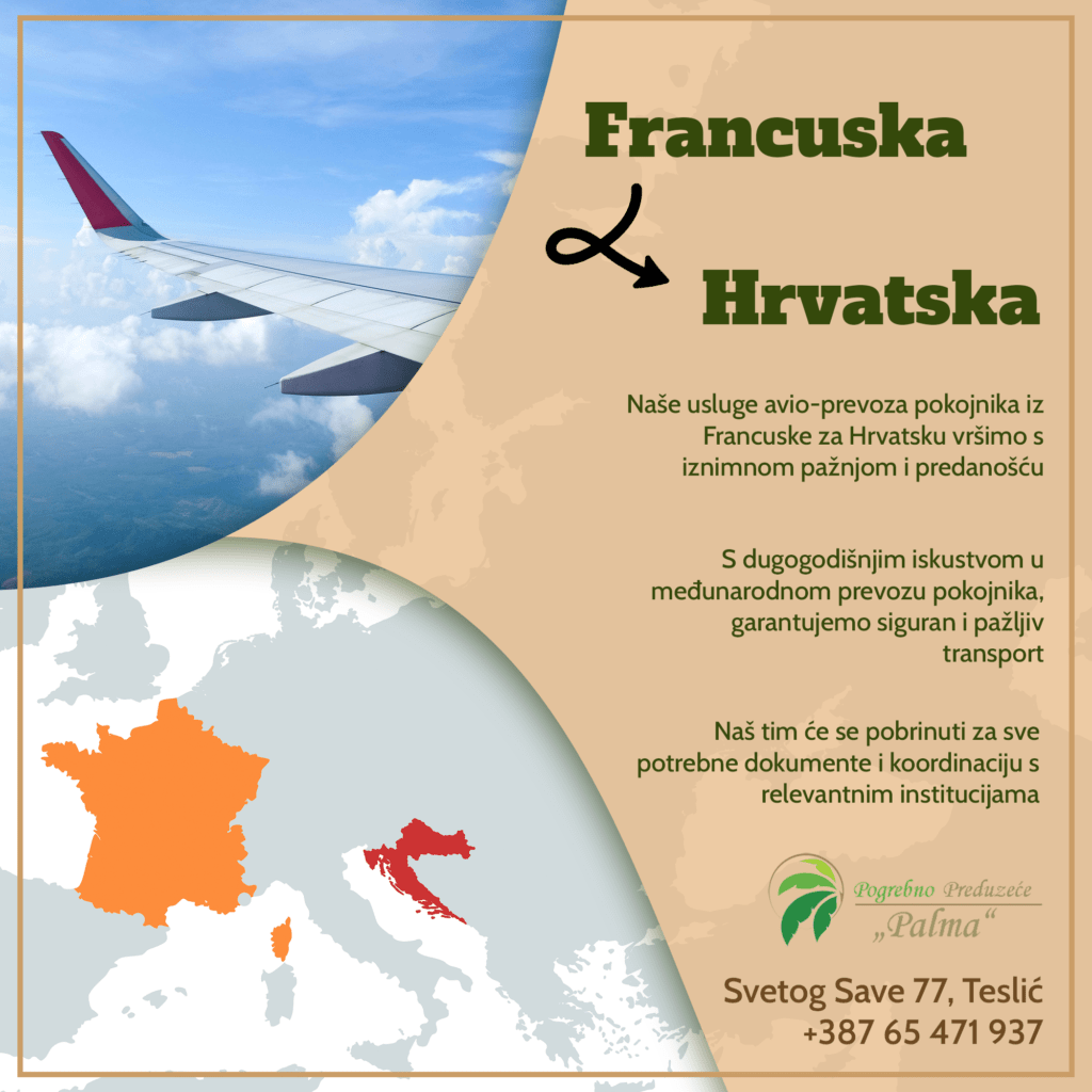 Prijevoz pokojnika iz Francuske u Hrvatsku