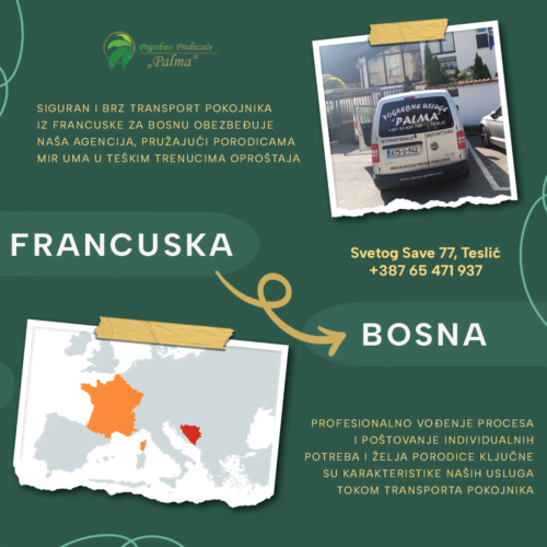 Prevoz pokojnika iz Francuske u Srbiju, Bosnu, Hrvatsku i Crnu Goru
